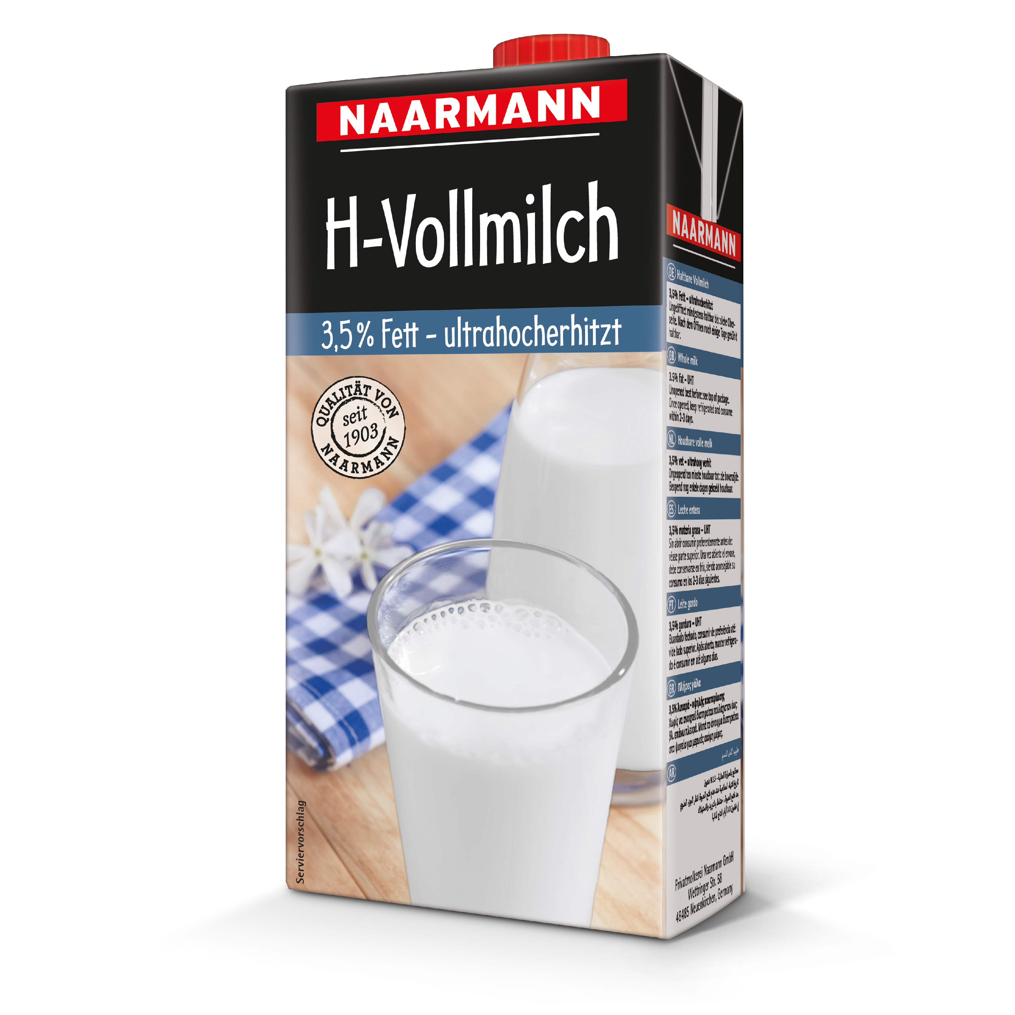 H-Milch 3,5% Fett Naarmann mit Drehverschluss 12x1,0 L (Tetrapack)